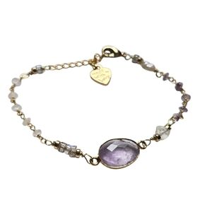 Amethyst Labradorite Rose Quartz 16k Gold Bracelet